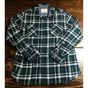 Weatherproof Shirt, Mens Size Large, Green Blue White, Flannel, Plaid, Button Up